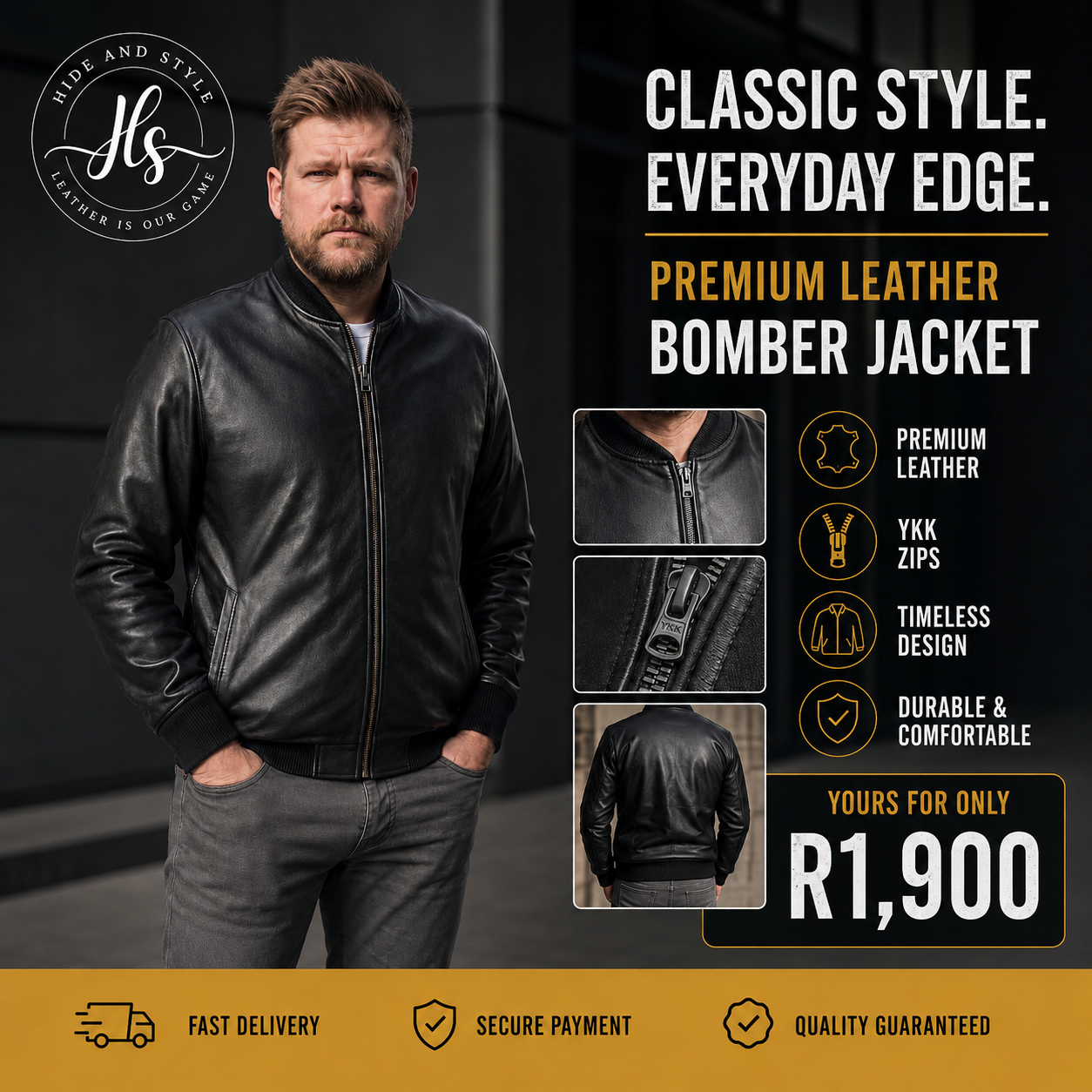 Genuine leather bomber jacket 