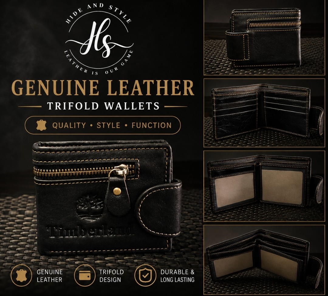 Leather trifold wallets 